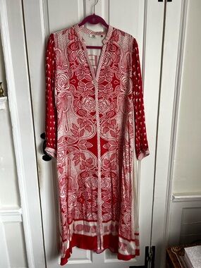 ME369 Red & White Striped Maxi Dress